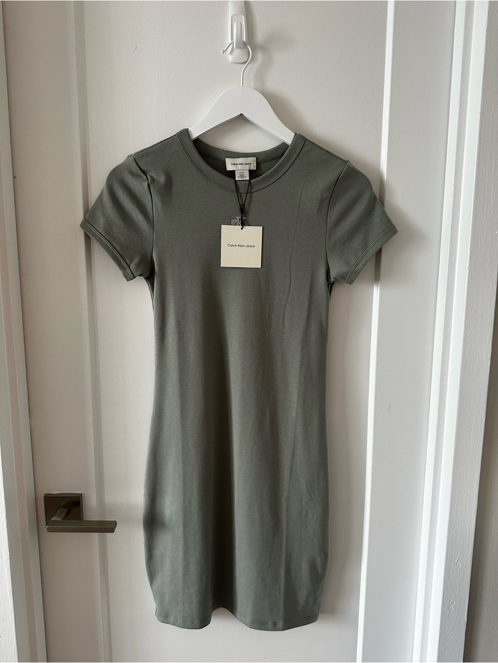 Calvin Klein Olive Short Sleeve Tee Mini Dress